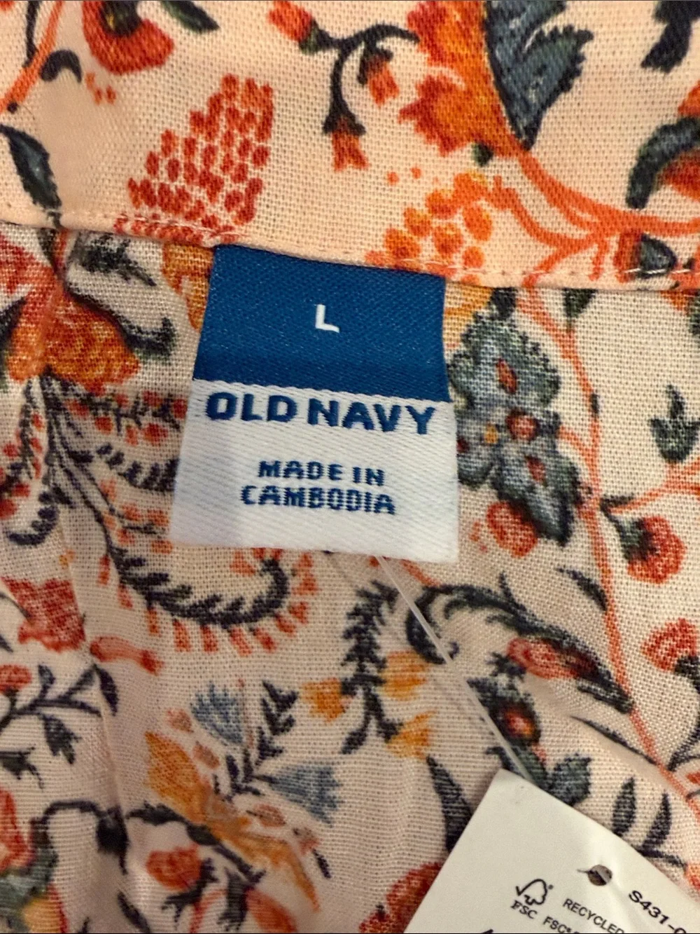 Old Navy Puff Sleeve Waist Defined Floral Smocked Midi Dress Large NWT - C60-009 - Picture 3 of 9